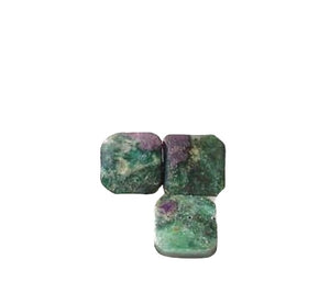 3 Natural Ruby Fuschite 13x13mm Square Coin Beads 9575