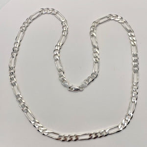 20" Heavy Figaro Sterling Silver Chain Necklace | 7 mm Wide | 30 Grams |