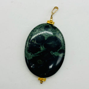 Exotic Kambaba Jasper Oval 14K Gold Filled Pendant | 40x30x8mm | 1 Bead |