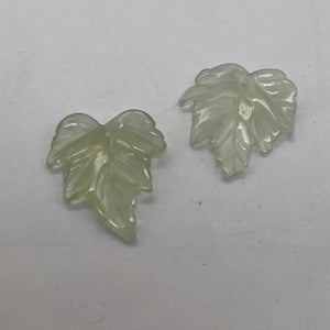 Serpentine New Jade Leaf Beads | 26x24x3 to 27x27x4mm|Clear Pale Green| 2 Beads|