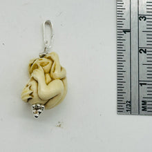 Load image into Gallery viewer, Hear No, See No, Speak No Evil Monkey Mammoth Bone Sterling Silver Pendant

