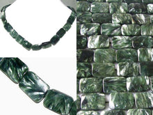 Load image into Gallery viewer, 3 Sultry Green Seraphinite 14x10x4mm Rectangle Focal Beads 8688
