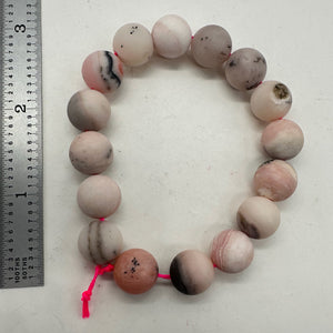 Peruvian Opal Matte Finish Round Bead Half-Strand| 12mm | Pink, Black| 16 Beads|
