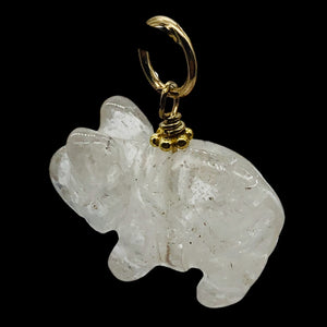Piggie! Carved Clear Quartz Pig 22K Vermeil Pendant 509274QZG