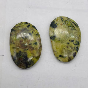 Turquoise Faustite Oval Beads| 33x22x6mm | Chartreuse, Black | 2 Beads |