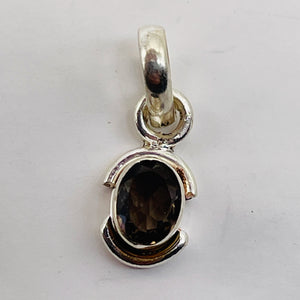 Smoky Quartz Sterling Silver Oval Pendant | 3/4" Long | Smoky | 1 Pendant |