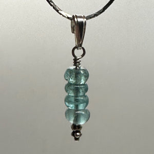 Tourmaline Beads Sterling Silver Pendant | Blue | 1" Long |