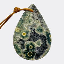 Load image into Gallery viewer, Druzy Ocean Jasper Pendant Teardrop | 50x33x8mm | Green Yellow | 1 Bead
