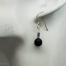 Load image into Gallery viewer, Black Stone - Africa Round Bead and Sterling Silver Earrings| Black Matte|
