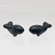 Load image into Gallery viewer, Carved Sea Animals 2 Obsidian Whale Beads | 21x12x10mm | Black
