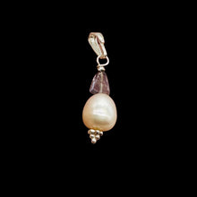 Load image into Gallery viewer, Iolite, Fresh Water Large Pearl Sterling Silver Drop Pendant | 1&quot; Long |
