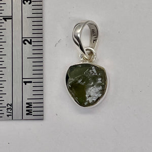 Moldavite 9.731ct Sterling Silver Round Pendant | 3/4" Long | Green | 1 Pendant|