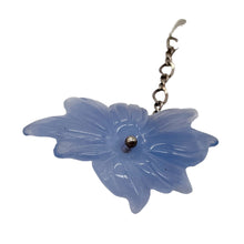 Load image into Gallery viewer, Hand Carved Natural Blue Chalcedony Flower Sterling Silver Pendant | 1&quot; Long |
