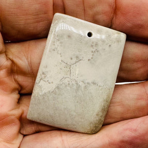Crazy Lace Agate Designer Rectangular Pendant Bead | 40x30x5mm | Lavender Gray |