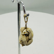 Load image into Gallery viewer, Hear No, See No, Speak No Evil Monkey Mammoth Bone 14K Gold Filled Pendant
