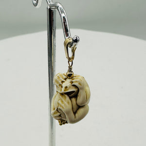 Hear No, See No, Speak No Evil Monkey Mammoth Bone 14K Gold Filled Pendant