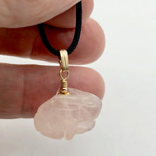 Load image into Gallery viewer, Hop Rose Quartz Bunny Rabbit 14K Gold Filled Pendant | Pink | 1" Long |
