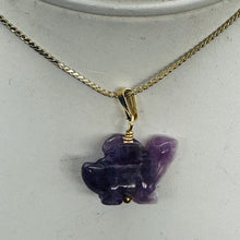 Load image into Gallery viewer, Dinosaur Carved Amethyst Stegosaurus 14Kgf Pendant | 1 inch long | Purple |
