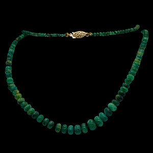 Emerald Graduated 3 to 7mm Rondelle Necklace | 26" Long | 77 tcw | Green |