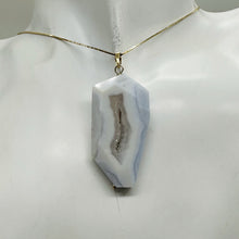 Load image into Gallery viewer, Chalcedony Druzy Designer Cut Sterling Silver Pendant | 2&quot; Long | Blue |

