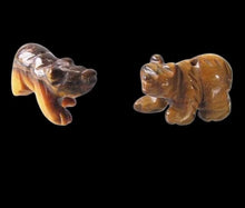 Load image into Gallery viewer, 2 Hand Carved Natural Tigereye Bear Beads | 13x18x7mm | Golden Brown
