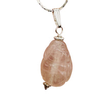 Load image into Gallery viewer, Buddha Hand Carved Rose Quartz Sterling Silver Pendant | 1 1/4&quot; Long |
