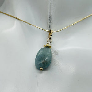 Aquamarine 14K Gold Filled Drop Pendant | 1 1/2" Long | Aqua | 1 Pendant |