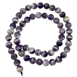 Amethyst Banded Round Bead Strand | 8mm | Purple/White | 52 Bead(s)
