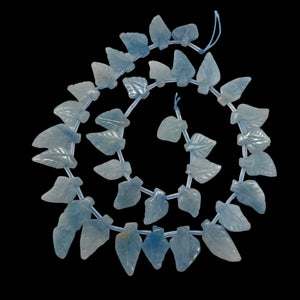 Natural Aquamarine Leaf Bead Strand | 145cts | 22x10x5 - 16x10x4mm | 35 Beads |