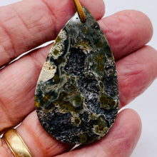 Load image into Gallery viewer, Druzy Ocean JasperTeardrop Pendant Bead | 55x35x8mm | Green Crystal | 1 Bead |
