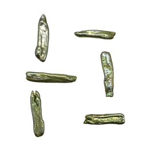 Fab Biwa Style Pistachio Green FW Pearls | 20x7x5mm to 34x7x5mm | 6 Pearls |