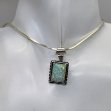 Load image into Gallery viewer, Opal 1 1/4&quot;&#39; Long Sterling Silver Rectangle Pendant | 15x10mm| Green Red White|
