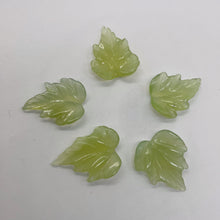 Load image into Gallery viewer, Carved Serpentine New Jade Leaf Bead Set | 26x21x4 to 28x22x4mm | 5 Beads |
