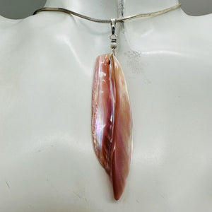 Designer Pink Mussel Shell Sterling Silver Pendant | 2 3/4" Long |