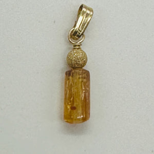 Topaz Precious Faceted Crystal Drop 14K Gold Filled Pendant | 1" Long | Orange |