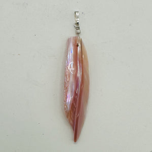Designer Pink Mussel Shell Sterling Silver Pendant | 2 3/4" Long |