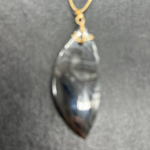 Load image into Gallery viewer, Psilomelane AAA with Spakling Crystals Marquise Pendant | 48x20x8mm | Black |
