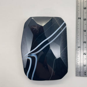 Onyx Flat Faceted Rectangular Pendant Bead | 50x48x14mm | Black White | 1 Bead |