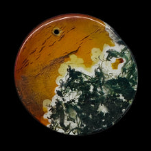 Load image into Gallery viewer, Limbcast Moss Agate Disc Pendant Bead | 34x2mm | Orange, White | 1 Bead |
