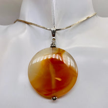 Load image into Gallery viewer, Carnelian 2&quot; Long Round Pendant | 40mm (Carnelian) | Orange White | 1 Pendant |
