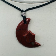 Load image into Gallery viewer, Red Brecciated Jasper Star and Moon Pendant Necklace Celestial Jewelry
