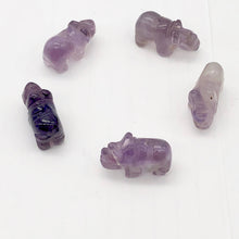 Load image into Gallery viewer, 2 Amethyst Hand Carved Rhinoceros Animal Beads | 20x13x8mm | Purple
