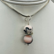 Load image into Gallery viewer, Pink Peruvian Opal Matte Finish Drop Pendant | Pink, Black | 1 1/4&quot; Long |
