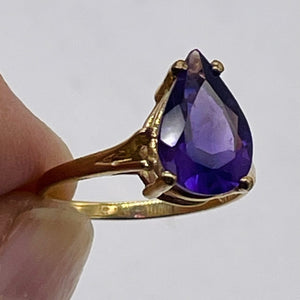 Amethyst Pear Cur 10K Yellow Gold Ring | Size 6.75 | Purple | 1 Ring |