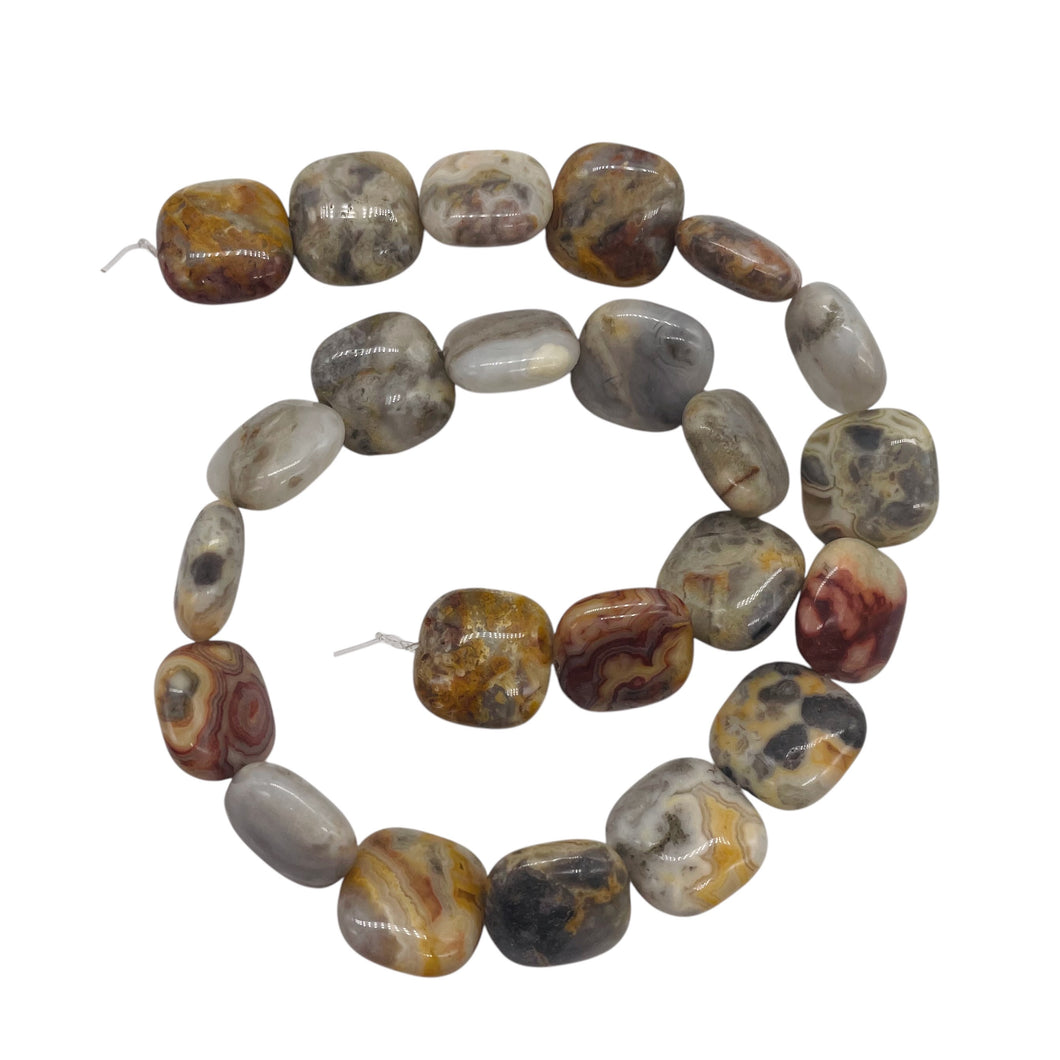 Wild Crazy Lace Agate Square Coin Bead Strand 109225