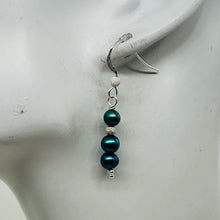 Load image into Gallery viewer, Shining Teal Fresh Water Pearl Sterling Silver Earrings | 1 1/2&quot; long |

