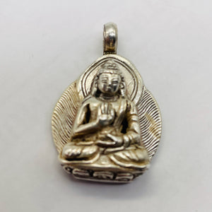 Sitting Sterling Silver Buddha Pendant | 1 1/4" Long | Silver | 1 Charm |