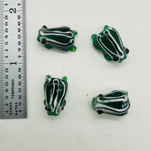 Load image into Gallery viewer, Frog Lampwork Glass Jumping Froggie Beads| 17x12x9mm | Forest Green | 4 Beads |
