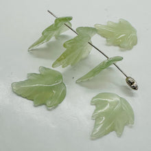 Load image into Gallery viewer, New Jade Carved Serpentine Leaf Bead Set | 28x23x4 to 23x24x4mm | 6 Beads |
