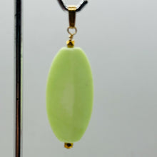 Load image into Gallery viewer, Chrysoprase Ridged Marquise Yellow Gold Pendant | 1 3/4' Long | Lemon Green |
